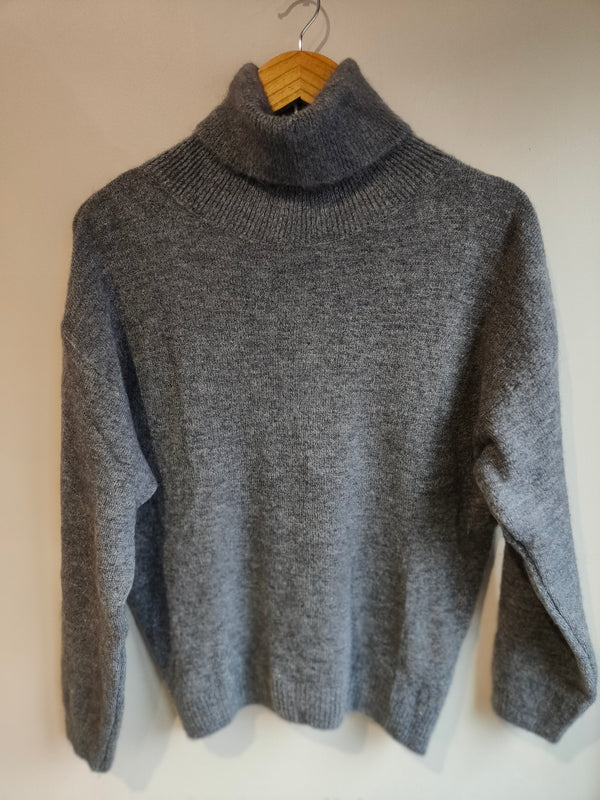 Pull col roulé Plume Gris