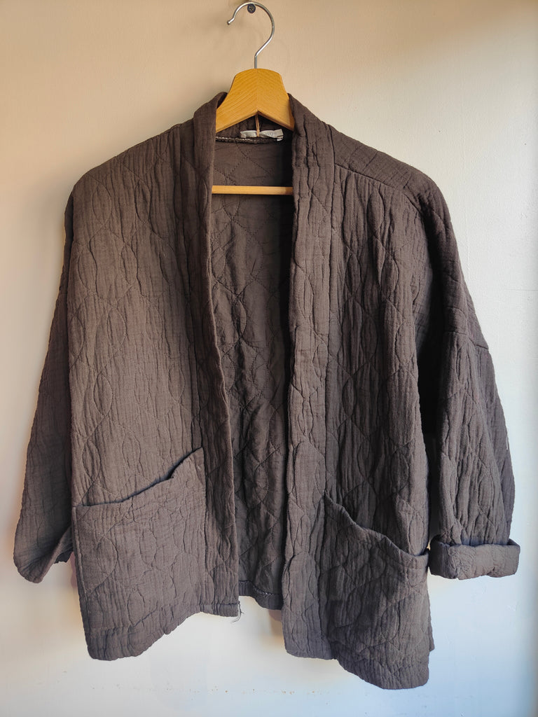 Veste kimono en gaze de coton chocolat